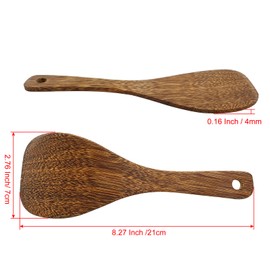 Cionyce 2Pcs Wooden Rice Paddle, Non-stick Rice Spoons Scooper Rice Serving Spoon Kitchen Cooking Spoons Utensils(8.27 Inch)