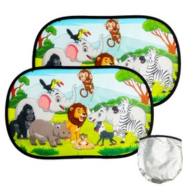 2 x Sun Protection Car Baby with UV Protection, 51 x 31 cm Car Window Sun Visor, Car Window Sun Protection, Children's Blackout with 8 Sun Protection, Car Suction Cup (zoos)