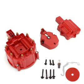 Acouto Distributor Kit Ignition Distributor with Coil Rotor Set Replacement for V8 265 283 307 327 350 383 396 400 402 427 454 472 502 Engine Red