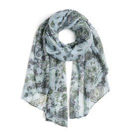 QIUTIMIY Lightweight Scarves Floral Cotton Scarf for Women Fashion Shawl Wraps Thin Fall Winter Neck Scarves(Flower Scarf 32)