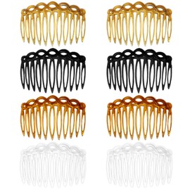8 Pcs French Side Hair Twist Comb Set,Women Hair Combs Accessories,Plastic Twist Decorative Comb,Hair Clip Combs For Bridal Wedding Veil Hair Accessories (Black, Transparent,Coffee,Light Brown)