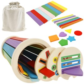 Montessori Toys for 1 2 3 Year Old, 3 in1 Wooden Learning Color and Shape Sorting Toys, Preschool Educational Fine Motor Developmental Sensory Matching Toy for Toddlers Kids Boys Girls