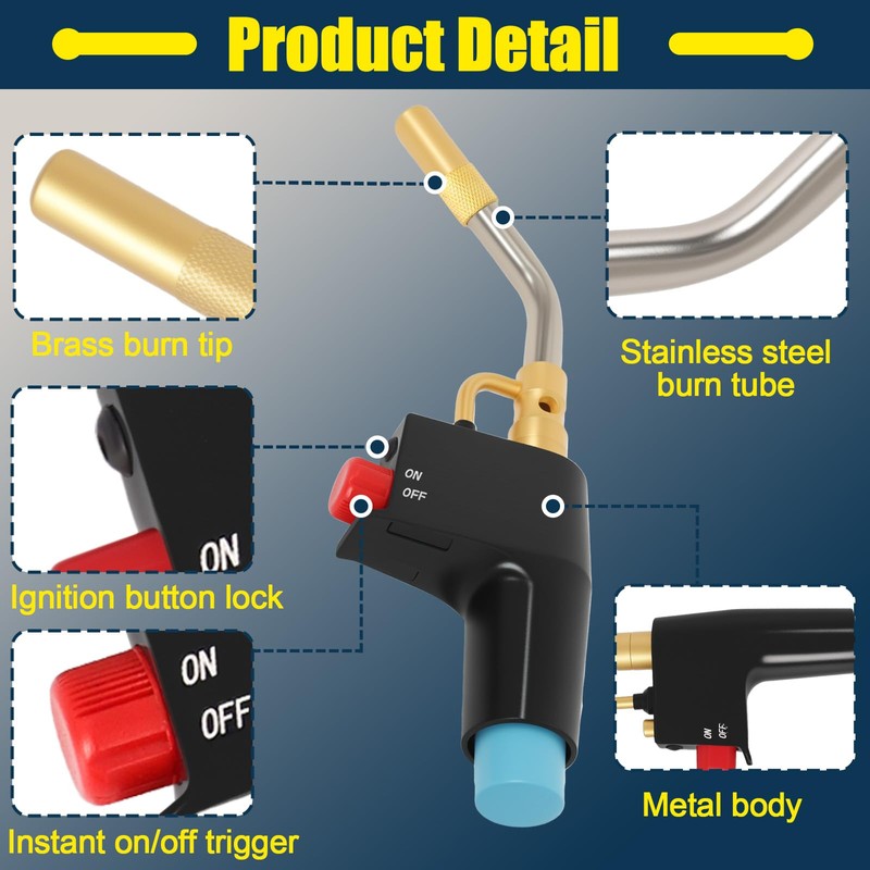 Trigger-Start Torch Head, High Intensity Flame Torch Head TS4000, MAPP/Propane