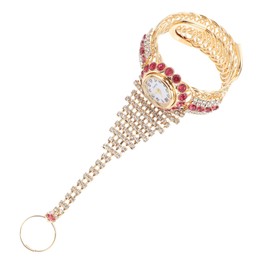 Operitacx Rhinestone Watch Bracelet for Women Bangle Watch Lady Bracelet Ring Sparkling Jewelry