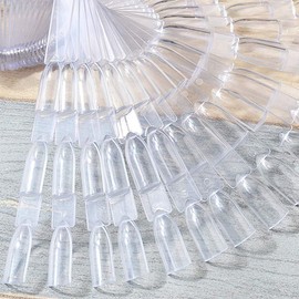 FENQURO Pack of 150 Nail Stencils, Nail Tips, Tips for Gel Nails, Nail Display Tips, Practice Nail Tips with Number Stickers, Nail Art Display, Transparent Nail Pattern Sticks