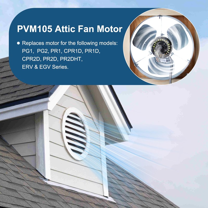 Criditpid PVM105 Attic Fan Motor Replacement for EGV5, ERV4, ERV5,