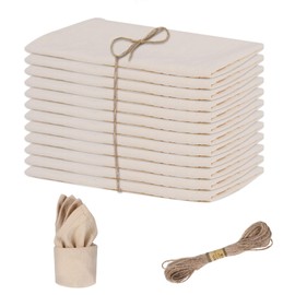 Set of 12 Beige Napkins, 40 x 40 cm, Fabric Napkins, Linen Napkins, Linen Tea Towels for Wedding, Birthday, Party, Kitchen, Cafe, Restaurant
