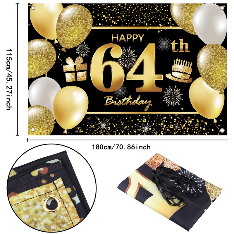 64th Happy Birthday Banner IMISI Birthday Decorations Birthday Backdrop Decorations