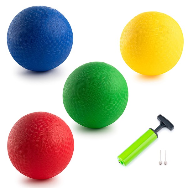 New Bounce Dodgeball Balls - (Heavy Duty - 400 Gram) Set of 4 PG Dodge-Ball Balls for Kids and Adults, 7 Inch Smaller Size for Dodgeball and Handball - Perfect for Camps and Schools