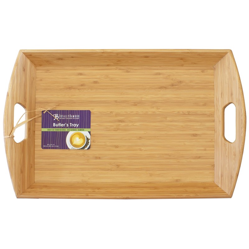 Totally Bamboo Butler's Serving Tray with Handles, Decorative Tray for