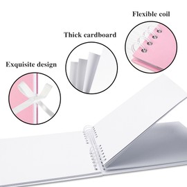 Hiwhy Scrapbook Album Photo Book with 20 Sheets White Pages 8.5x6 Inch Scrapbooking with Corner Stickers for Wedding Baby Shower Birthday Travelling, Pink