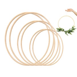 VALAM Set of 6 Floral Bamboo Crown Rings Macrame Wooden Hoop for Dream Catchers, Dream Catcher Round Wooden Ring Bamboo Hoop DIY Craft Tools, 3 Sizes (10, 12.5, 15 cm) (1)