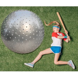 penepico Large Sensory Massage Ball for Kids, 33.5" 85CM Bouncy Exercise Ball, Big Inflatable Ball with Tactile Spikes, Outdoor Ball Pool Ball Yoga Ball, Large Beach Ball (2 SET GREY BALLS)