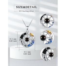 Flpruy Compass Necklace with I Love You in 100 Languages Sterling Silver Mountain and Sea Compass Pendant Talisman Travel Necklace Graduation inspirational Jewelry Gift for Women