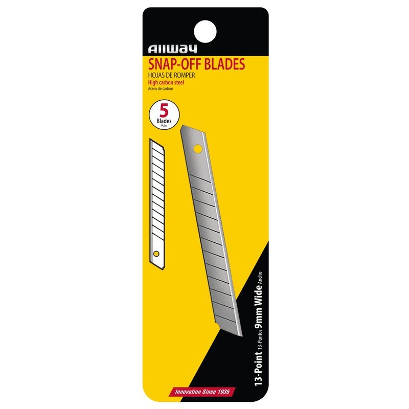 ALLWAY SNB Snap-off 9mm Carbon Steel Blades, 5 Pack