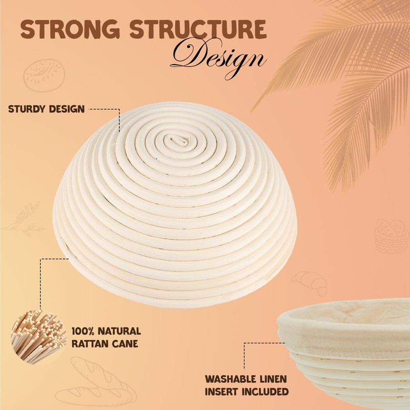 Premier Housewares Bread Proofing Basket with Cloth Liner Banneton Proofing