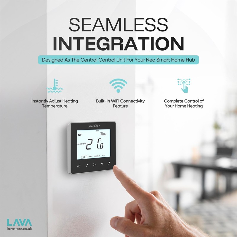 LavaTap – Heatmiser NeoStat-e V3 Smart Thermostat Black WiFi Programmable