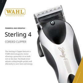 Wahl Professional Sterling 4 Corded Clipper Full Size Lightweight Adjustable Blade Wet or Dry Operation