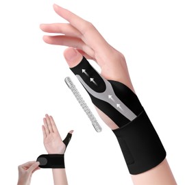 GOKEI 手首サポーター 親指サポーター 【理学療法士推薦】 腱鞘 薄手 軽量 加圧 親指 固定 手首 サポート 親指付け根サポーター 薄型 指プロテクター 腱炎 左手用 右手用 男女兼用 メンズ レディース ブラック右手 M
