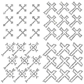 CREATCABIN 4 Sheets Cross Rhinestone Iron on Decal Bling Crystal Iron on Transfers Patches Decals Hot fix Appliques Heat Transfer Glitter for T-Shirt Bags Clothes Jeans Letters Hats Silver 3.9Inch