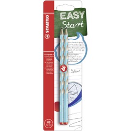 Thin Ergonomic Graphite Pencil - STABILO EASYgraph S - Pack of 2 - Right-Handed - Blue - HB