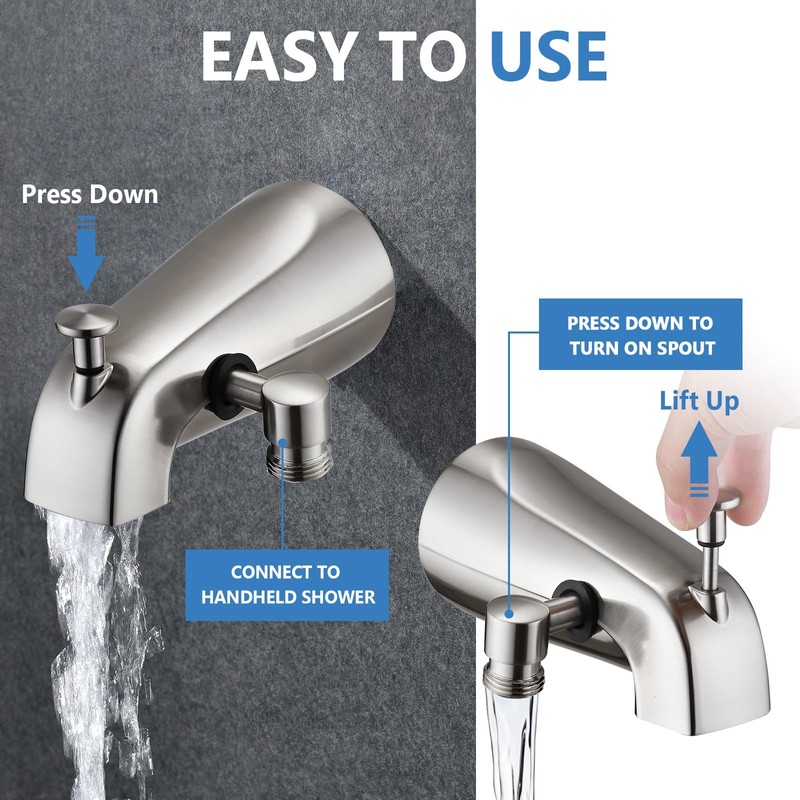 PROOX All Metal Tub Spout with Diverter Brushed Nickel, Diverter
