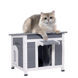 GEGURI Outdoor Cat House, Weatherproof Feral Cat Shelter for Winter