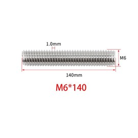 10pcs Steel Studding Threaded Bar Rod,Stainless Steel Threaded Rod Full Thread Studding Bar M6*140mm