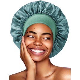 Weardear Silk Bonnet for Women Satin Hair Wrap 1 Pcs Comfortable Night Sleep Cap Soft Hair Bonnets Mint Green M