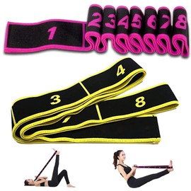 2 Yoga Bands, Elastic Sports Fitness Band, Yoga Stretch Strap with 8 Loops, Stretch Resistance Bands, Training Bands, Fitness Bands, for Liebscher and Bracht