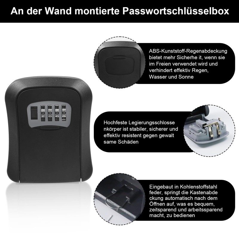 ZITUZY Outdoor Key Safe 4 Digit Key Safe with Number