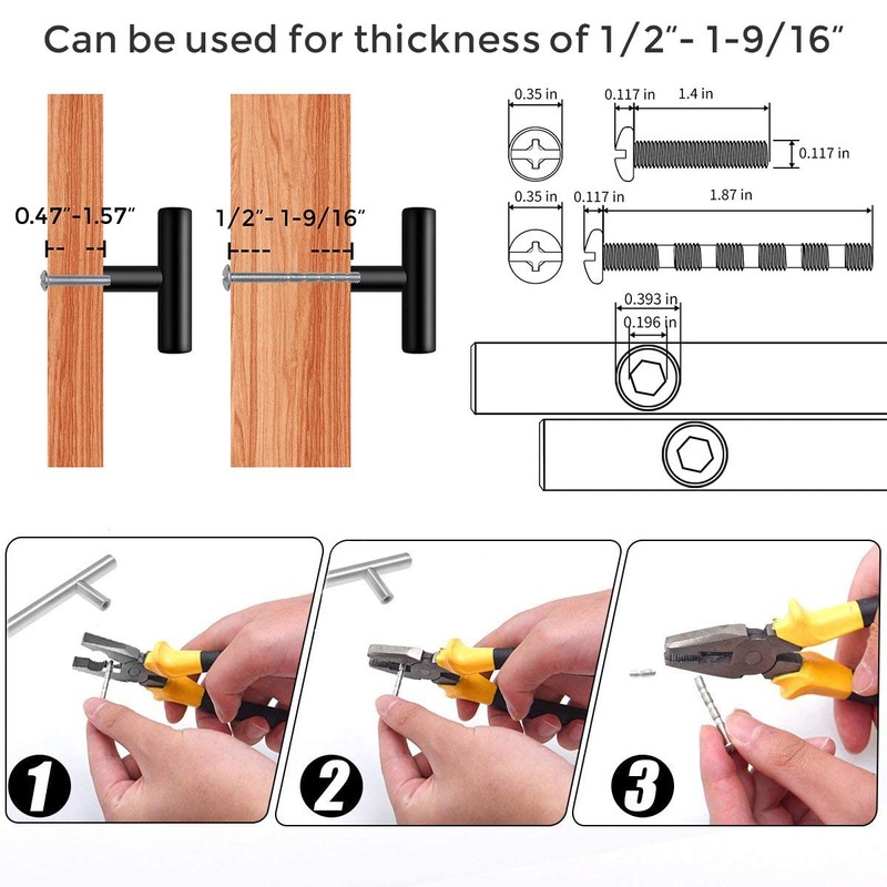 Ravinte 30 Pack Black T Bar Cabinet Knobs 2 Inch