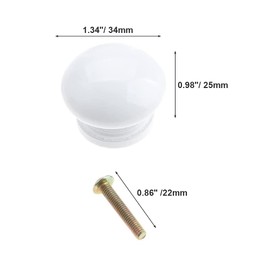 Mgoodoo 5PCS White Wood Knobs, 1.34'' Round Mushroom Wooden Knobs for Cabinet Drawer Dresser Closet Cupboard Pulls Kitchen Hardware