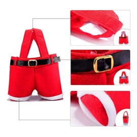 MSQ 6PCS Santa Pants Xmas Easter Candy Treats Bags Holders with Handle Santa Pants Style Lovely Treat Bags for Easter Decorations Home Decorations and Ornaments