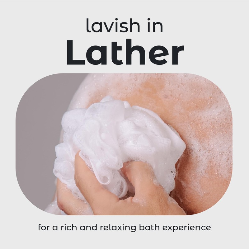 MainBasics Bath Shower Loofah Sponge Pouf Body Scrubber Exfoliator Body