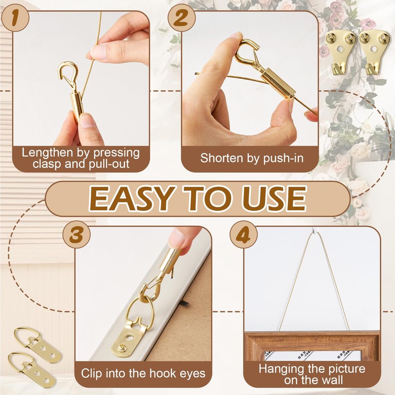 Otoolling 10 Set Picture Wire Hanging Kit, Supports up to