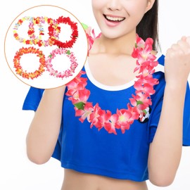 OUNONA ハワイアンレイ ハワイ花輪 ガーランド 花 フラダンス レイ 首飾り カラフル 髪飾り ハワイ飾り ハワイアン雑貨 夏 布製 5点セット ビーチ コスチュームアクセサリー 造花 お祭り 結婚式 記念日 壁掛け