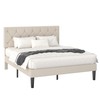 VECELO Queen Size Bed Frame with Button Tufted Headboard, Upholstered
