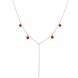 Carnelian Boho Y Necklace in Sterling Silver