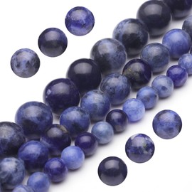 Youngbling - abalorio de piedras preciosas naturales para hacer joyas, 10 mm AAA azul sodalita pulida redonda y lisa, abalorio de piedra auténtica para pulsera y collar de 15 pulgadas