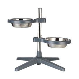 MANGOKKA Dog Bowl Elevated, Height Adjustable Pet Feeding Bowl with 2 Stainless Steel Dogs Food Bowls, Dog Food Bowls Non-Slip, Pets Feeder for Small & Medium & Large Pet Adjusts to 2.28"