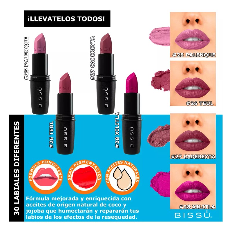 Bissú Kit Pack 30 Labiales Bissu Humectantes Completos Set