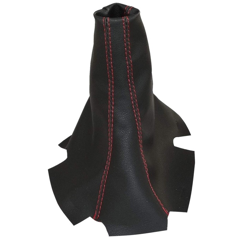 AERZETIX: Gear Stick Gaiter Faux Leather Black with Red Stitching
