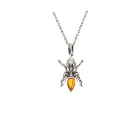 Artisana-Schmuck Amber Spider Pendant (without Chain) Set in 925/000 Sterling Silver, 925/000 sterling silver Baltic Amber, Amber