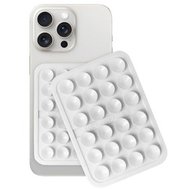 Paquete de 2 empuñaduras adhesivas para teléfono, silicona con ventosa y 24 ventosas, agarre calcomanía para selfies y videos, se adapta a la mayoría de teléfonos inteligentes, color blanco