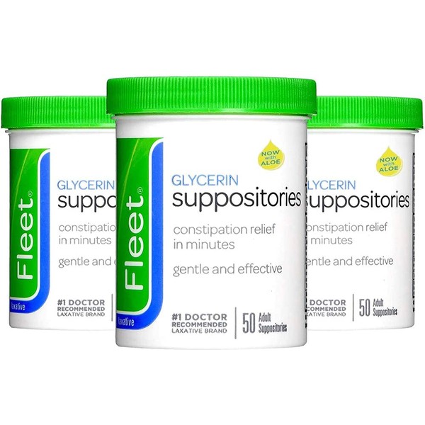 Fleet Laxative Glycerin Suppositories | 50 suppositories | Pack of 3 | 3 Count