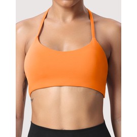 YEOREO - brasier deportivo para mujer, con tirantes cruzados, parte trasera cruzada, acolchado, extraíble, para yoga,, Naranja, S