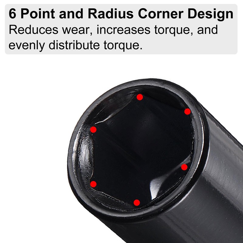 sourcing map 1/2" Drive 13mm 6-Point Deep Sockets 3" Length