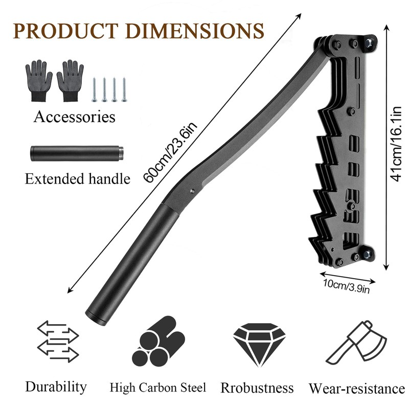 Wall Mounted Wood Splitter with Extended Handle, Manual Kindling Splitter