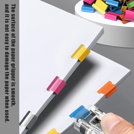 MisFun Pack of 2 Clam Clip Dispenser, Closure Clips Stapler Clip Dispenser with 100 Clam Clip, Staple Dispenser, Portable Fast Clam Clip Dispenser, Suitable for Office, Home, School Supplies, Push